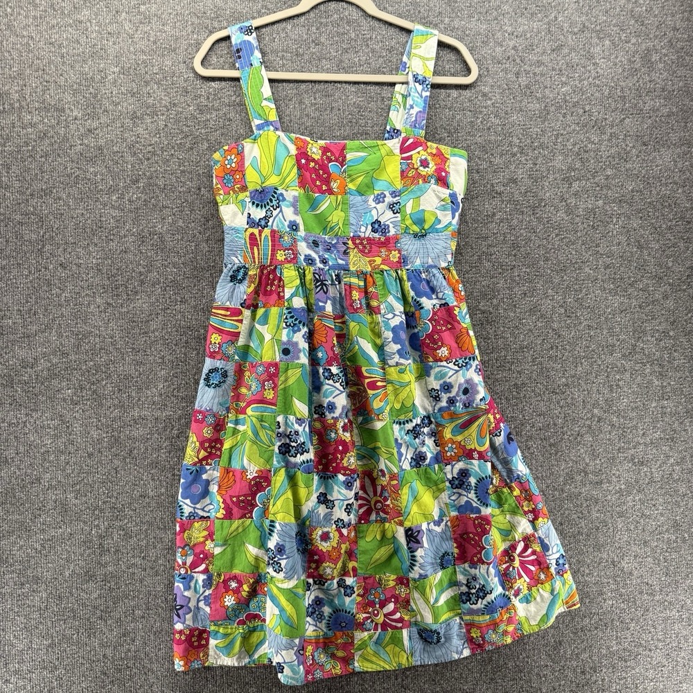 IZOD Dress Womens M Floral Patchwork Sleeveless Babydoll Boho Cottage Peasant